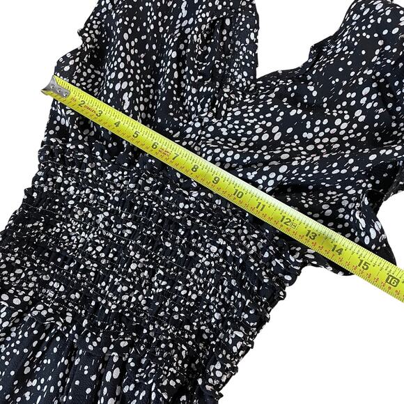 Max Studio Womens Black Polka Dot Ruffle Jumpsuit Wide Leg V Neck Size Small - Picture 4 of 8
